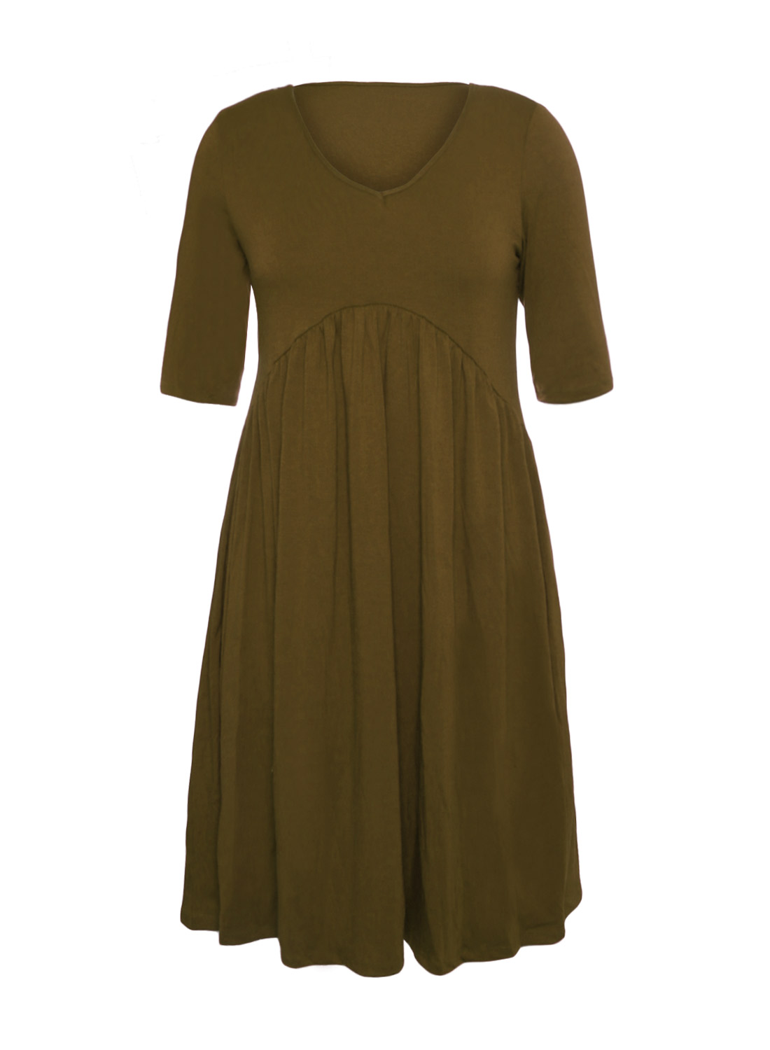 BY61653-9 Army Green  Sleeve Draped Swing Dress